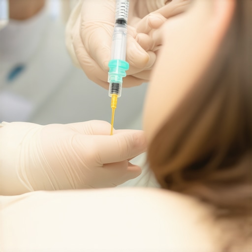 Healthcare professional giving tirzepatide injection to a patient with sterile technique