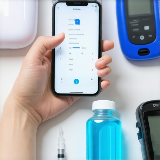 Person monitoring hydration and glucose levels with digital tools at home, symbolizing advanced weight management tools.