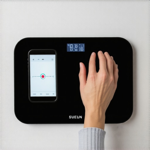 Person weighing themselves and recording data on a smartphone to monitor Tirzepatide progress.