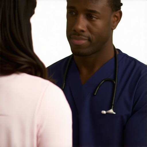 Healthcare provider guiding a patient on Tirzepatide injection process