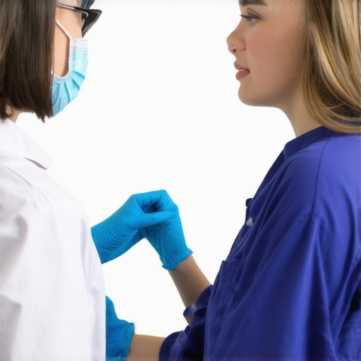 Doctor demonstrating tirzepatide injection technique to a patient in New Jersey.