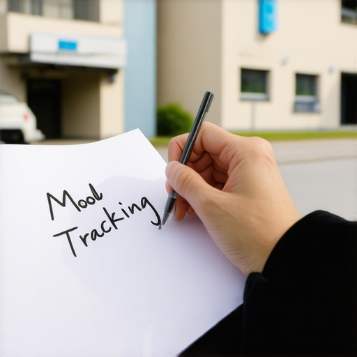 Person documenting mood patterns in a journal during weight management