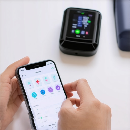 A person tracking their weight and health metrics with digital devices