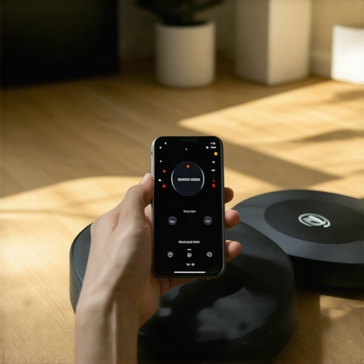 Person checking weight and tracking progress on smartphone with Bluetooth scale